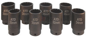 8628 by ATD TOOLS - 8 Pc. 12 Point Axle/Spindle Nut Socket Set