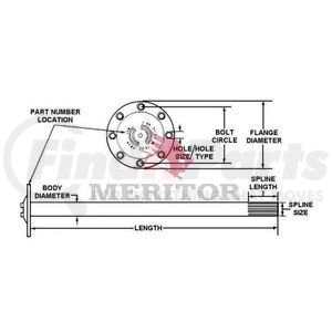 3202B8816 by MERITOR - Meritor Genuine - AXLE SHAFT