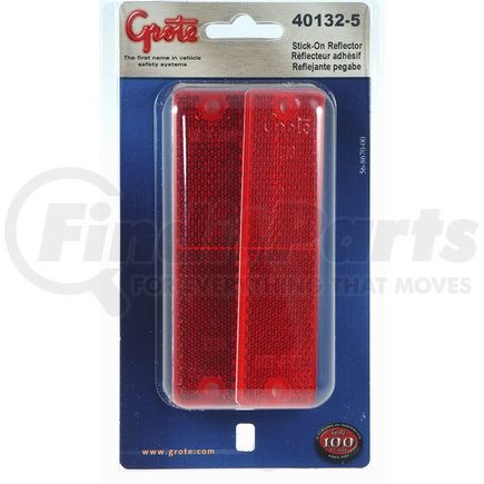 40132-5 by GROTE - Mini Stick-On / Screw-Mount Rectangular Reflectors - Pair Pack, Red