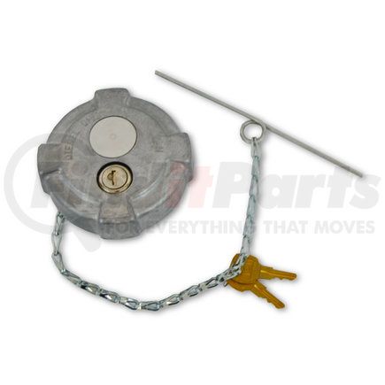600263 by VELVAC - Aluminum Locking Fuel Cap, 3.5" for Kenworth, 255° F Thermal Relief, 12" Chain and 6.5" Bail, Retail Clamshell