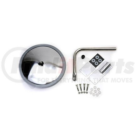 712644 by VELVAC - Rear Crossview Mirror Kit 10" Wide View Convex Mirror Head with Bracket, White, Rear Panel Standard Mount