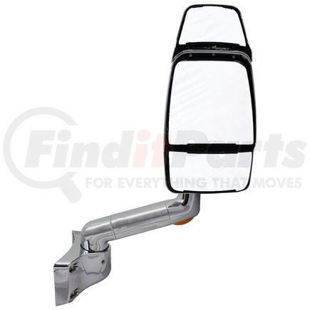 715548 by VELVAC - Model 2030 Mirror System - Right Side, Chrome, Triple Glass Mirror Head, Heated/Remote Flat Glass (Middle Glass) and Heated/Manual Convex Glass (Top and Bottom Glass), 9" Radius Base w/ 5 Degree Tilt, 10" Arm with Turn Signal
