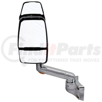 715549 by VELVAC - Model 2030 Mirror System - Left Side, Chrome, Triple Glass Mirror Head, Heated/Remote Flat Glass (Middle Glass) and Heated/Manual Convex Glass (Top and Bottom Glass), 9" Radius Base w/ 5 Degree Tilt, 10" Arm with Turn Signal