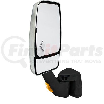 715737 by VELVAC - Revolution Fold-Away Mirror - Left Side, VMX Mirror Head, Heated/Manual, Lighted, Black/Chrome, Signal Option