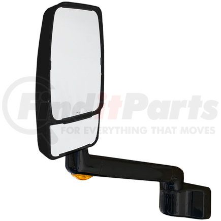715703 by VELVAC - Model 2030 Mirror System - Left Side, Black V-Max Mirror Head, Heated/Remote Flat Glass, Heated/Manual Convex Glass, 8" Arm, Flat Mounting Base