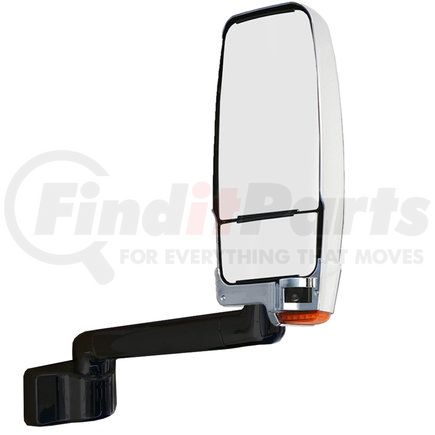 716228 by VELVAC - Model 2030 Mirror System - Right Side Revolution, Chrome V-Max Head, Black Arm/Base, Heated/Remote Flat Glass, Heated/Manual Convex Glass, Special Radius Base, 10" Lighted Arm