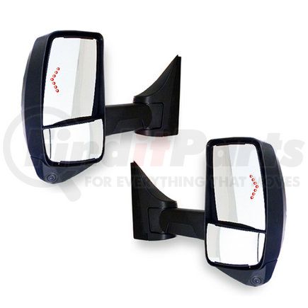 717595 by VELVAC - 2020XG Mini-LEM Mirror System - Ford Super Duty F250-F750 2020XG Deluxe Head, Camera, Black, Signal, 102" W, Pair