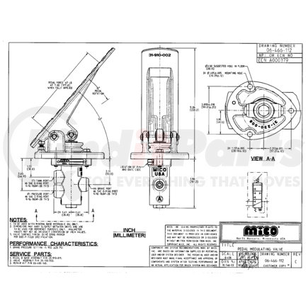 06-466-112 by MICO - PEDAL MODULATING VALVE (Please allow 7 days for handling. If you wish to expedite, please call us.)