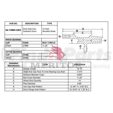 04 15900 003 by MERITOR - AY-REAR HUB