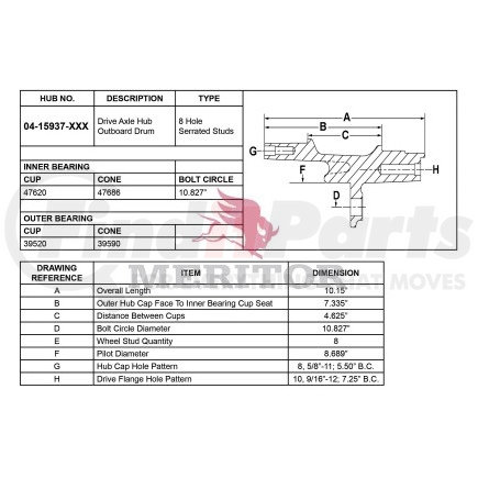 04 15937 003 by MERITOR - AY-REAR HUB