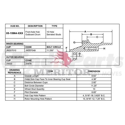 05 15964 1057 by MERITOR - HUB ASSEMBLY