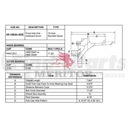 05 16034 003 by MERITOR - AY-FRT HUB