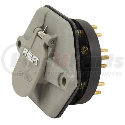 16-7632-28 by PHILLIPS INDUSTRIES - Socketbreaker - STA-DRY®, Composite, 28-Pin, Solid Pins, with 30 Amp Circuit Breakers