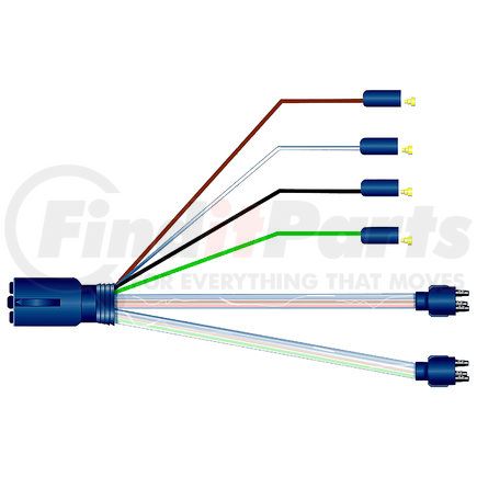 36-9512 by PHILLIPS INDUSTRIES - Trailer Harness - LED Model 44 and 60 Lamp Module AMP Connector, 2 stop-tail-turn and 4 .180 double female bullets