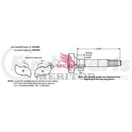 R607029 by MERITOR - Air Brake S - Camshaft - RH