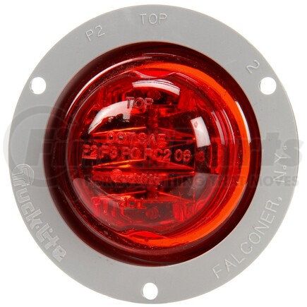 10079R by TRUCK-LITE - 10 Series, LED, Red Round, 8 Diode, Marker Clearance Light, PC, Gray Polycarbonate Flange Mount, PL-10, .180 Bullet Terminal/Ring Terminal, 12V, Kit