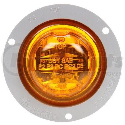 10090Y by TRUCK-LITE - 10 Series LED Clearance / Marker Light - High Profile, Yellow Round, 8 Diode, PC, Gray Polycarbonate Flange Mount, Fit 'N Forget M/C, Female PL-10, 12V, Kit