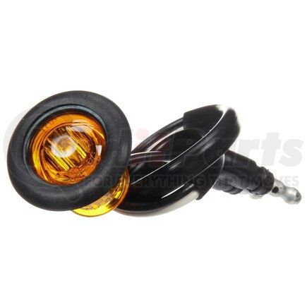 33075Y by TRUCK-LITE - 33 Series, LED, Yellow Round, 1 Diode, Marker Clearance Light, PC, Black Rubber Grommet Mount, Hardwired, .180 Bullet Terminal, 12V, Kit