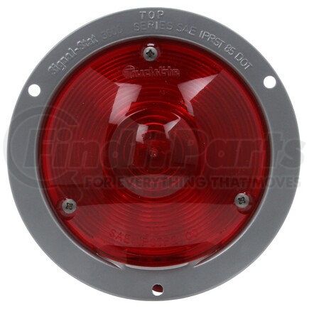 3612 by TRUCK-LITE - Stop/Turn/Tail Light - Signal-Stat, Die Cast, Incandescent, Red, Round, 1 Bulb, Gray Flange Mount, , Hardwired, Stripped End, 12V