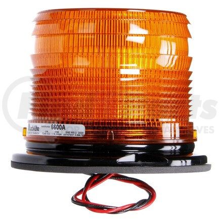 6600A by TRUCK-LITE - Signal-Stat, Gas Discharge, Low Profile Beacon Light, Yellow, Permanent Mount/Pipe Mount, Class I, Hardwired, Stripped End, 12V