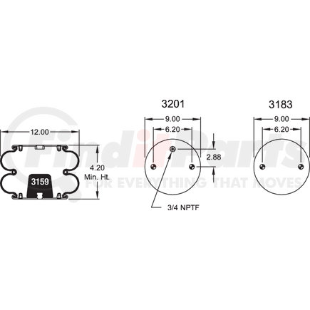 W013587185 by FIRESTONE - Airide Air Spring Double Convoluted 22