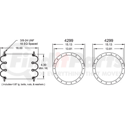 W013587761 by FIRESTONE - Air Spring Triple Convoluted 312