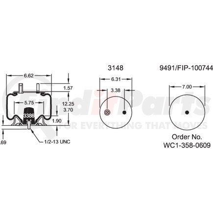 W013588992 by FIRESTONE - Airide Air Spring Reversible Sleeve 1T14CB-1