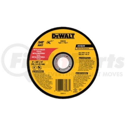 DW8725 by DEWALT - DeWalt DW8725 Metal & Stainless Cutting Wheel 6" DIA..040" Thick 60 Grit Aluminum Oxide