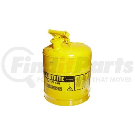 7150200 by JUSTRITE - Yellow Metal Safety Can, Type 1, Five Gallon Capacity, for Diesel Fuel and Other Flammable Liquids