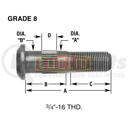 E-9003-L by EUCLID - Euclid Wheel End Hardware - Wheel Stud, Single End, LH