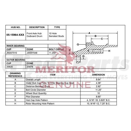 05159641058 by MERITOR - HUB ASSEMBLY