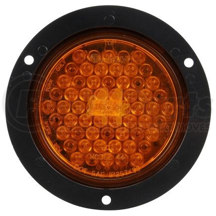 44888Y by TRUCK-LITE - Super 44, LED, Yellow Round, 42 Diode, Rear Turn Signal, Black Flange Mount, Fit 'N Forget S.S., 12V