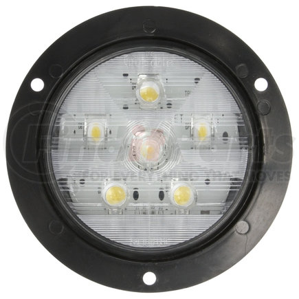 44992C by TRUCK-LITE - Super 44, LED, Clear Round, 6 Diode, Back - Up Light, Black Flange Mount, Diamond Shell, Fit 'N Forget S.S., 12V