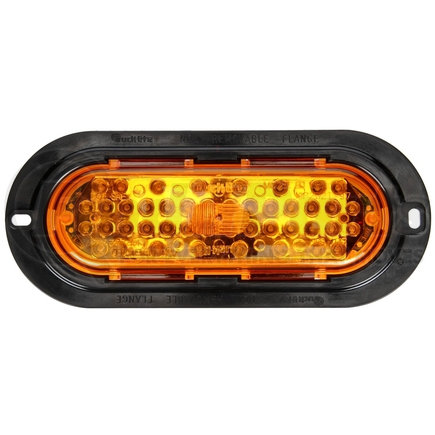 60097Y by TRUCK-LITE - 60 Series, LED, Yellow Oval, 44 Diode, Front/Park/Turn, Black ABS, Flange Mount, 12V, Fit 'N Forget S.S., Straight PL-3 Female, Kit