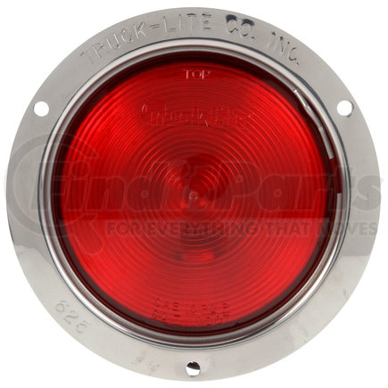 80336R by TRUCK-LITE - Stop/Turn/Tail Light - 80 Series, Incandescent, Red, Round, 1 Bulb, Polished Silver Flange Mount, Hardwired, Blunt Cut, 12V