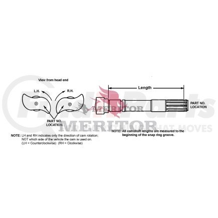 2210Z6396 by MERITOR - Meritor Genuine Camshaft - Left Hand