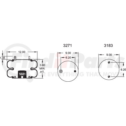 W013587545 by FIRESTONE - Airide Air Spring Double Convoluted 228-1.5