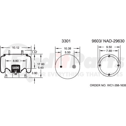 W013588723 by FIRESTONE - Airide Air Spring Reversible Sleeve 1T17B-5