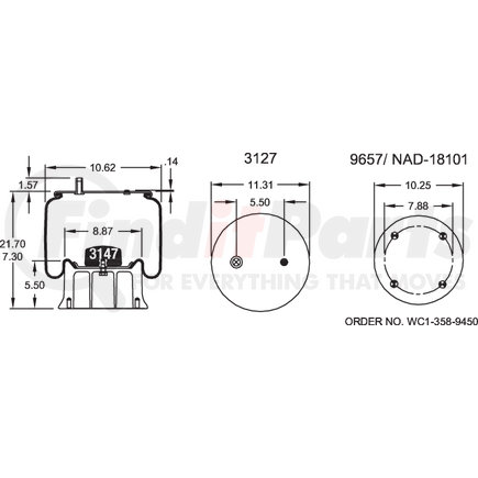 W013588778 by FIRESTONE - Airide Air Spring Reversible Sleeve 1T19L-7