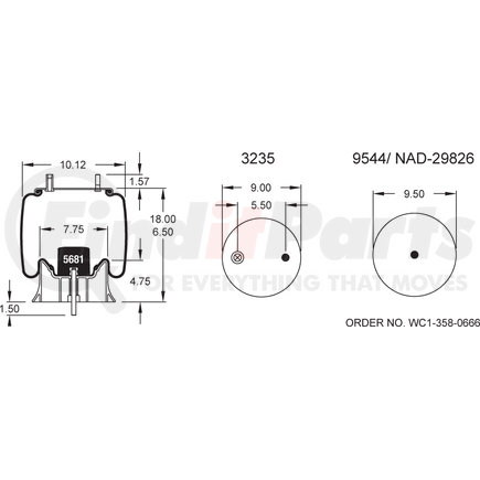 W013589484 by FIRESTONE - Airide Air Spring Reversible Sleeve 1T15M-4