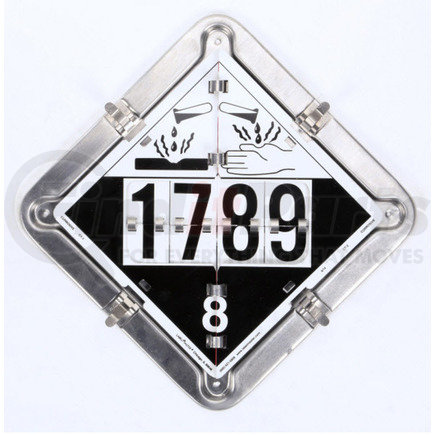 126CT by LABELMASTER - Aluminum FLIP PLACARD TANKER: FLAMMABLE, COMBUSTIBLE, POISON, CORROSIVE