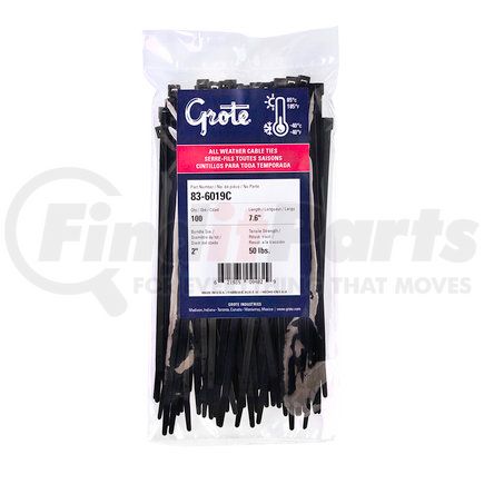 83-6001C by GROTE - Nylon Cable Ties - All Weather, 4.10" Long