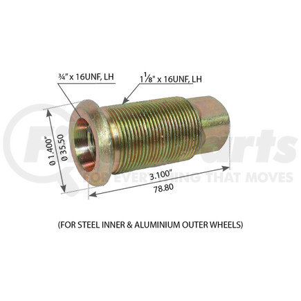 WA07-5029 by WORLD AMERICAN - WHEEL NUT - INNER - LEFT HAND