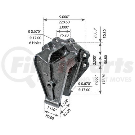 WA12-2499 by WORLD AMERICAN - REPLACEMENT SPRING HANGER FOR VOLVO® REAR 4” SPRING TANDEM CORPORATE AIR RIDE USA SERIES TRUCKS