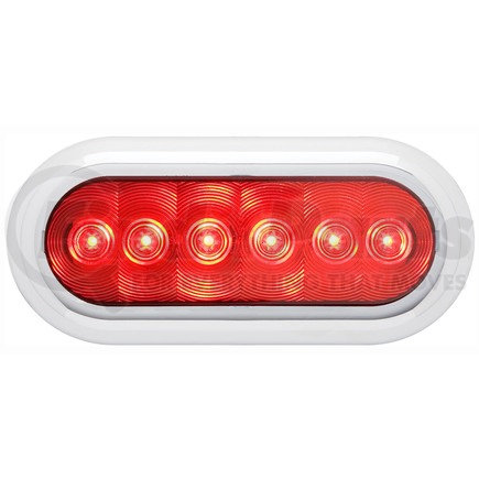 STL73RKBPE by OPTRONICS - LED 6" Oval Stop/Turn/Tail Light; Flange; Red, Sealed; 6 Diodes; Chrome Bezel