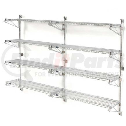 798243 by GLOBAL INDUSTRIAL - Nexel&#174; Chrome Wall Mount Wire 4 Shelf Add-Ons, 72"W x 24"D x 63"H