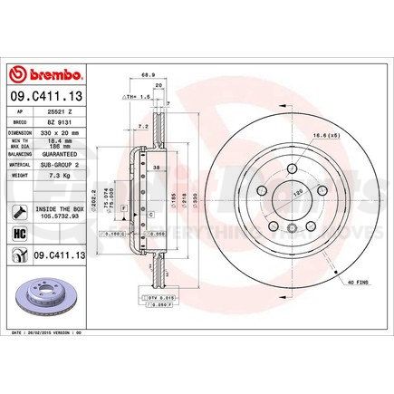 09 C411 13 by BREMBO - Disc Brake Rotor for BMW