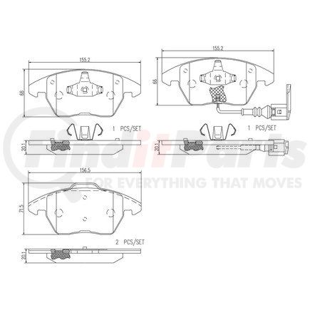 P85075N by BREMBO - Disc Brake Pad for VOLKSWAGEN WATER