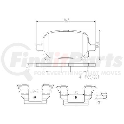 P83040N by BREMBO - Disc Brake Pad for TOYOTA