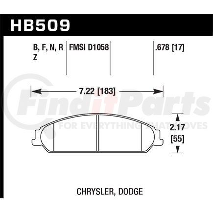 HB509F678 by HAWK FRICTION - Brake Pads: For Chrysler and For Dodge; various models: Brake Pads